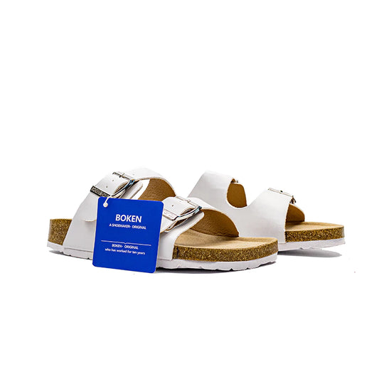 BOKEN Flats Sandals Women Classic Cork Slippers Two-Strap Lazy Shoes